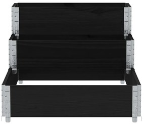 Canteiro elevado de 3 níveis 120x80 cm pinho maciço preto