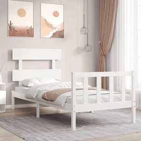 vidaXL Cama sem colchão 100x200 cm madeira de pinho maciça branco