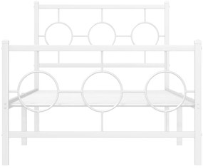 Estrutura de cama com cabeceira e pés 90x200 cm metal branco