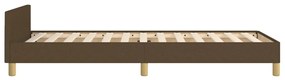 Estrutura de cama sem colchão 90x190 cm tecido castanho-escuro