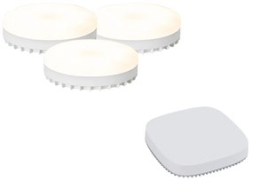 Conjunto de 3 lâmpadas LED inteligentes GX53 reguláveis RGB 9W 806LM 2700K-6500K incl. Hub Inteligente Zigbee