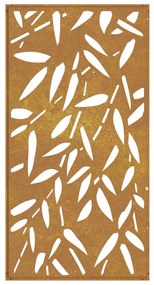 Decoração p/muro jardim 105x55cm aço corten design folhas bambu
