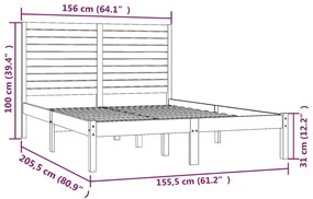 Estrutura de cama king 150x200 cm madeira maciça preto