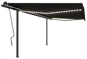 vidaXL Toldo automático com LED e sensor de vento 4x3,5 m antracite