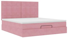 Estrutura de cama otomana com colchões 180x200 cm veludo rosa