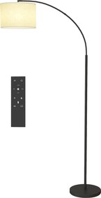 Candeeiro de pé com comando à distância, abajur ajustável, 11 temperaturas de cor e 11 níveis de luminosidade, temporizador, preto