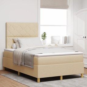 vidaXL Cama Box Spring com Colchão & LED Creme 120x200 cm Tecido