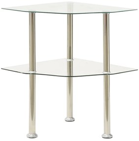 vidaXL Mesa apoio duas prateleiras 38x38x50cm vidro temp. transparente