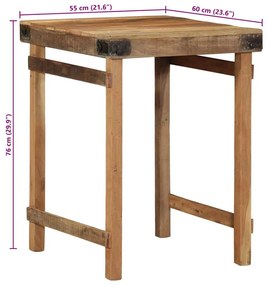 Mesa de Jantar vidaXL 55x60x76 cm em Madeira Recuperada