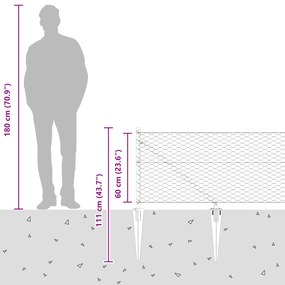 Cerca Hexagonal vidaXL Cinza 0.6x25 m Aço
