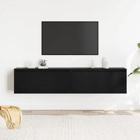 Mesas de cabeceira 2 pcs 80x30x35 cm pinho maciço preto