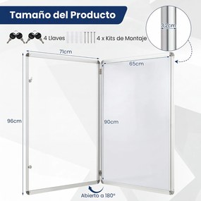 Quadro de Avisos com Porta Transparente, 96 x 71 x 3,2 cm, Quadro Branco Magnético com Fecho à Chave, Preto+Branco