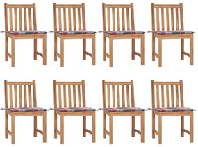 vidaXL Cadeiras de jardim 8 pcs c/ almofadões madeira de teca maciça
