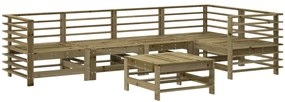 6 pcs conjunto lounge de jardim c/ almofadões pinho impregnado