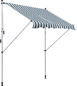 Outsunny Toldo Manual Retrátil 200x150 cm Manivela Alumínio Ângulo Ajustável Proteção Solar Varanda Jardim Verde Branco | Aosom Portugal