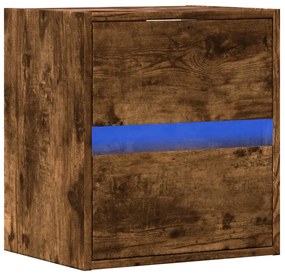 Móvel de parede p/ TV c/ luzes LED 41x31x45 cm carvalho fumado