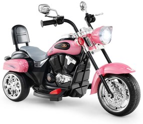 Moto estilo chopper Crianças a bateria 6V 91 x 48 x 64 cm com música, marcha à frente e atrás, experiência de condução realista Rosa