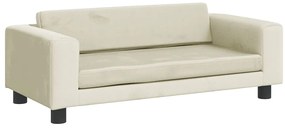 Sofá infantil com apoio de pés 100x50x30 cm veludo cor creme