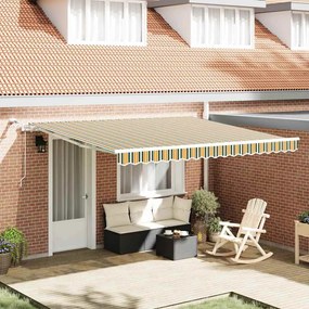 Toldo Retráctil Automático vidaXL com LED Verde e Amarelo 400x300 cm