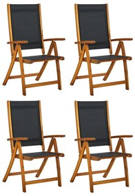 vidaXL Cadeiras de jardim dobráveis 4 pcs acácia maciça e textilene