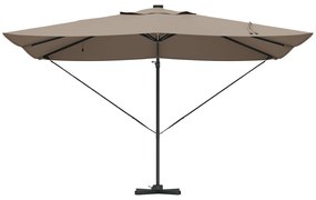 Parasol Roma de braço articulado com LEDs Taupe 352x251x265 cm Alumíni