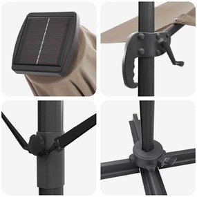 Parasol Cantilever Roma da com LEDs - Taupe (286 x 285 x 270 cm) - Alu