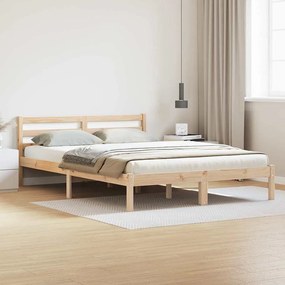 Estrutura de Cama vidaXL com Cabeceira 160x220 cm Madeira Sólida de Pinheiro