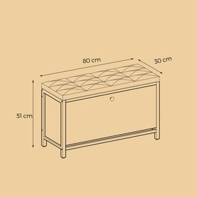 Banco sapateira 80 x 30 x 51 cm (C x L x A) castanho vintage-preto