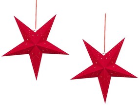Conjunto de 2 estrelas de papel com LED em veludo vermelho 45 cm MOTTI Beliani