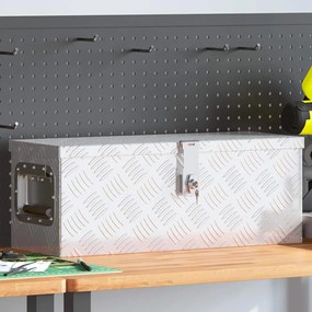 vidaXL Caixa de arrumação 60x23,5x23 cm alumínio prateado