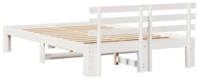 Estrutura de Cama Branca de Pinho Branca Madeira Sólida