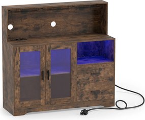 Móvel Bar, 120 x 40 x 115,5 cm, Iluminação LED RGB, Castanho