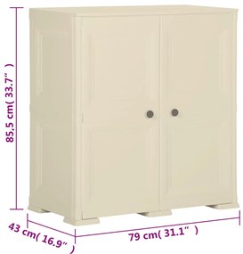 Armário de plástico 79x43x85,5 cm design de madeira branco nata