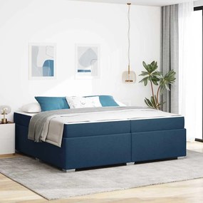 vidaXL Estrutura da Cama com colchão Azul 200 x 200 cm tecido