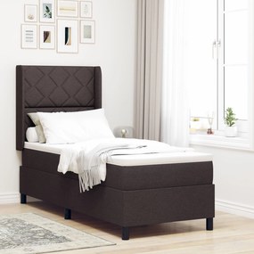 Cama Box Spring vidaXL com Colchão e LED Marrom Escuro 90x190 cm Tecid