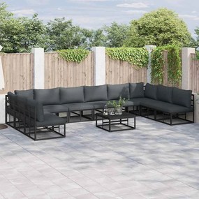 vidaXL Conjunto de Sofá de Jardim 10 pcs Preto 423 x 211,5 x 71 cm