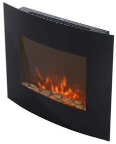 Lareira Elétrica Vidro Ferro Preto 65 x 11,4 x 52 cm