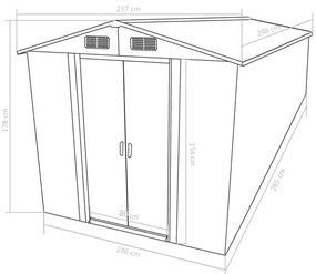 Abrigo de jardim 257x298x178 cm metal castanho