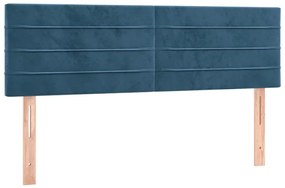 Cama box spring c/ colchão/LED 140x190 cm veludo azul-escuro