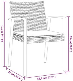 7 pcs conjunto de jantar p/ jardim c/ almofadões vime PE e aço