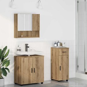 vidaXL Conjunto de Móveis para Banheiro 3 pcs carvalho artisiano