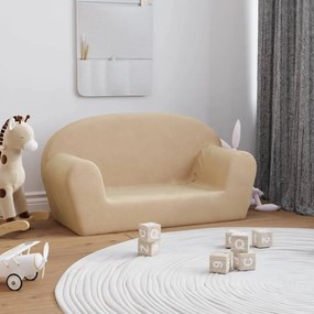 vidaXL Sofá infantil de 2 lugares pelúcia cor creme