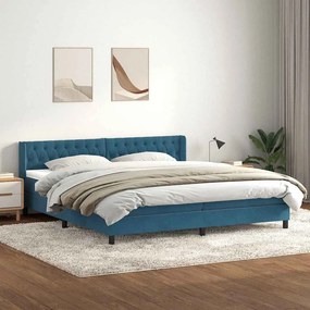 vidaXL Cama com molas/colchão 180x220 cm veludo azul-escuro