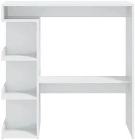 Mesa de bar c/ prateleiras 100x50x101,5 cm branco brilhante