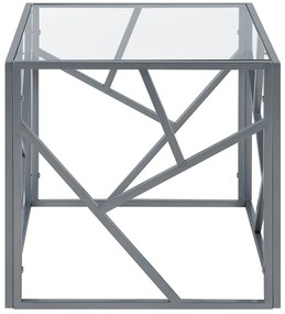 Mesa de apoio prateada com tampo de vidro ORLAND Beliani