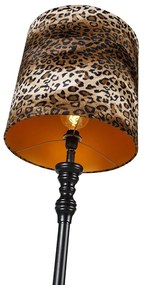 Candeeiro de pé preto abajur leopardo 40cm - CLASSICO Clássico / Antigo