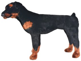 Brinquedo de montar cão rottweiler peluche preto e castanho XXL