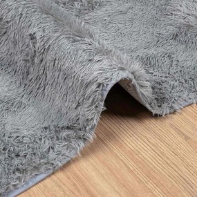 Tapete shaggy de pelo alto NAVARRA 200x200cm cinzento prateado