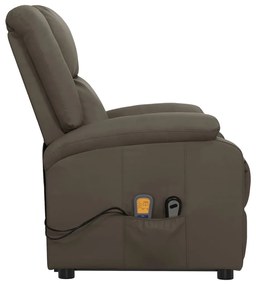 Poltrona de massagens elevatória couro artificial cinzento