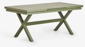 Rectangular Extensible Dining Table In Aluminum Karena Verde Azeitona Intenso & 180 - 240 X 90 Cm - Sklum